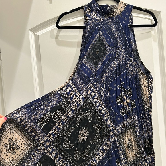 Free People Black and Navy Paisley Dress - Picture 3 of 4